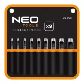 Neo bőrlyukasztó készlet, szénacél, 9db, 2,5-10mm, oxfordszövet tok