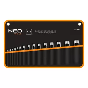 Neo bőrlyukasztó készlet, szénacél, 15db, 2-22mm, oxfordszövet tok