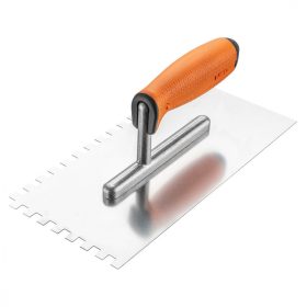 Neo acél simító, fogazott 270x128 mm, 8x8x8 mm, bianyag markolat