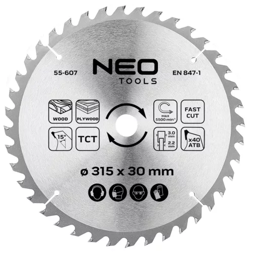 Neo körfűrészlap 315x2,8x30 mm 40 fog, keményfém