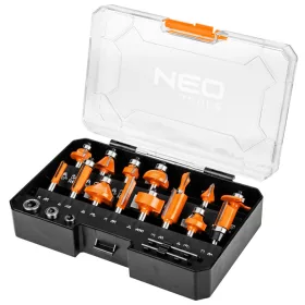 Neo felsőmaró készlet 8 mm-es szár, 15 részes