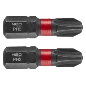Neo torziós ütvecsavarozó bit PH3x25 mm, 2 részes