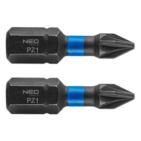 Neo torziós ütvecsavarozó bit PZ1x25 mm, 2 részes
