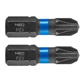 Neo torziós ütvecsavarozó bit PZ3x25 mm, 2 részes