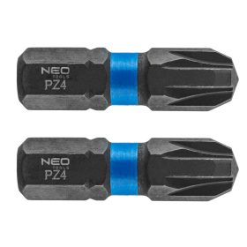 Neo torziós ütvecsavarozó bit PZ4x25 mm, 2 részes