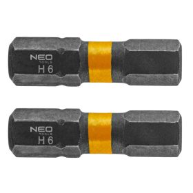 Neo torziós ütvecsavarozó bit HEX6x25 mm, 2 részes