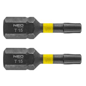 Neo torziós ütvecsavarozó bit T15x25 mm, 2 részes