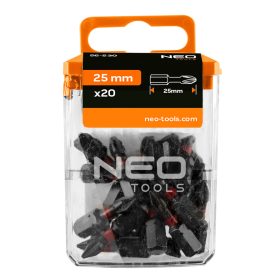 Neo torziós ütvecsavarozó bit PH1x25 mm, 20 részes