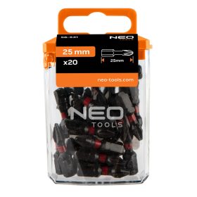 Neo torziós ütvecsavarozó bit PH2x25 mm, 20 részes