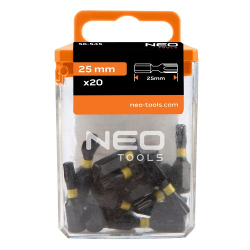 Neo torziós ütvecsavarozó bit T20x25 mm, 20 részes