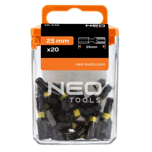 Neo torziós ütvecsavarozó bit T25x25 mm, 20 részes
