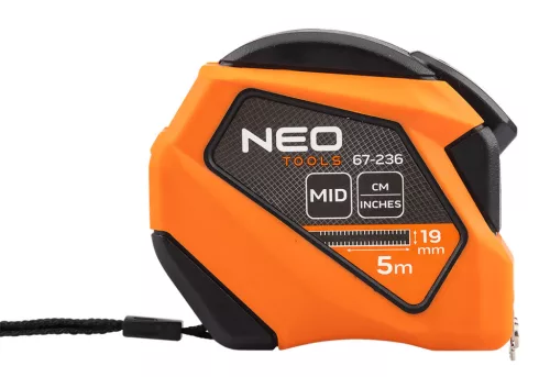Neo mérőszalag 5m, 19 mm, mágneses, autostop, skála mm/inch