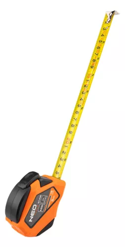 Neo mérőszalag 5m, 19 mm, mágneses, autostop, skála mm/inch