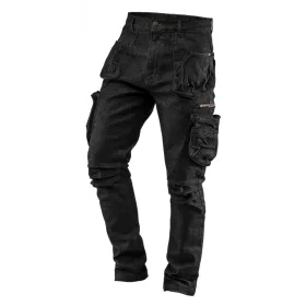 Neo denim munkanadrág, 5 zsebes, fekete, S