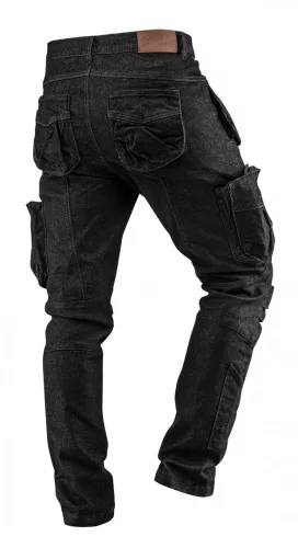 Neo denim munkanadrág, 5 zsebes, fekete, S