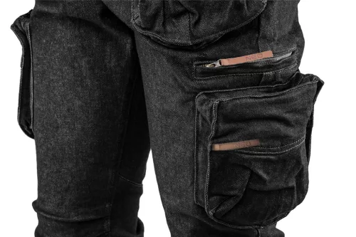 Neo denim munkanadrág, 5 zsebes, fekete, XS