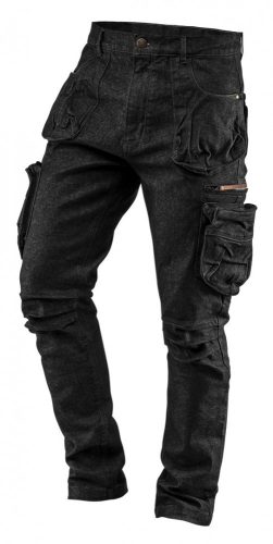Neo denim munkanadrág, 5 zsebes, fekete, XXL