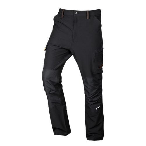 Neo mix&match munkanadrág, 4 irányban rugalmas, fekete/narancssárga, L