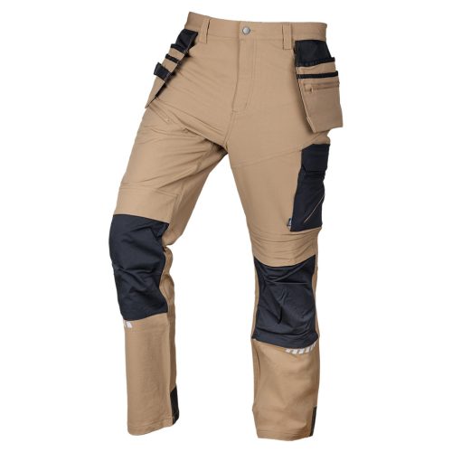 Neo mix&match munkanadrág, 4 irányban rugalmas, pántokkal, Cordura, bézs/fekete, L