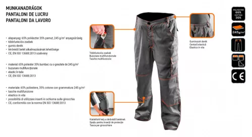 Neo munkanadrág többfunkciós zsebbel XXL/58