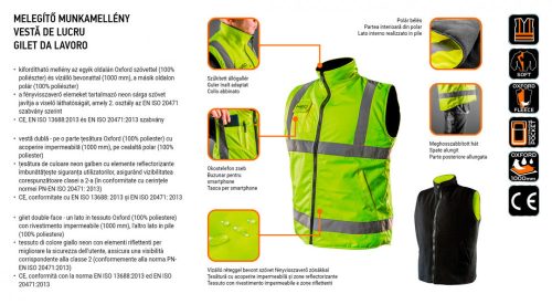 Neo jól láthatósági mellény, fényvisszaverő, kétoldalas, M