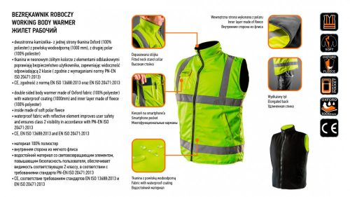 Neo jól láthatósági mellény, fényvisszaverő, kétoldalas, XXXL