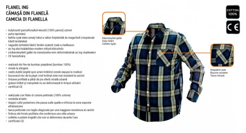 Neo flanel ing, kék-oliva-fekete, L