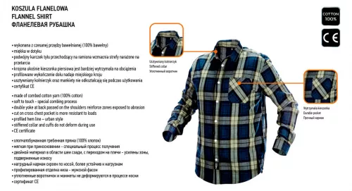 Neo flanel ing, kék-oliva-fekete, L