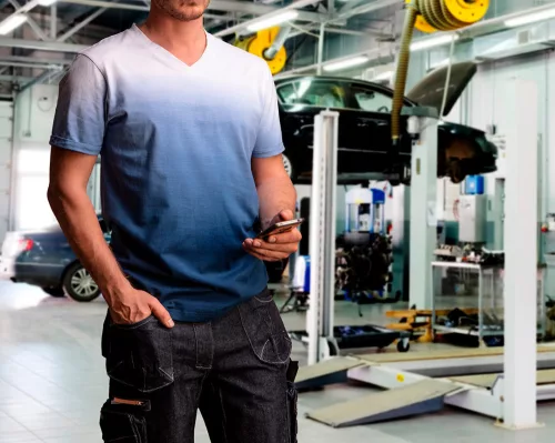 Neo póló, kék árnyékmintás, XXL