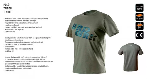 Neo póló feliratos, oliva, XXL