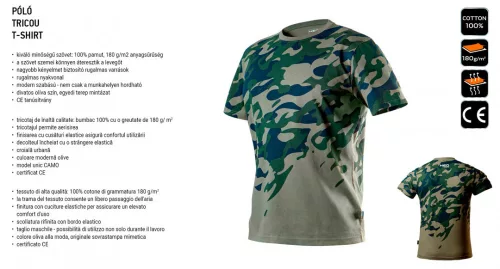 Neo póló terepmintás, oliva, S