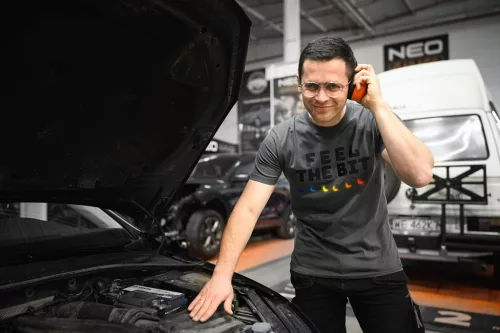 Neo munkapóló, FEEL THE BIT felirattal, XXXL