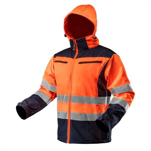 Neo jól láthatósági munkadzseki, kapucnival, naracncssárga, XXXL