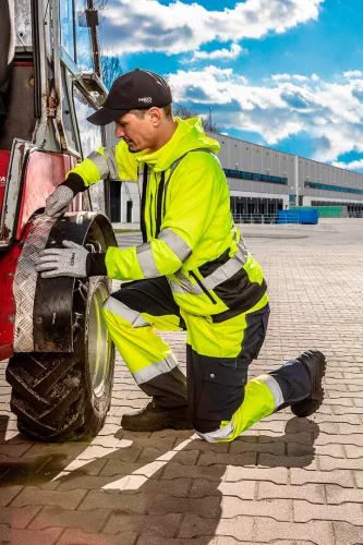Neo jól láthatósági munkakabát, sárga, kapucnival, XL