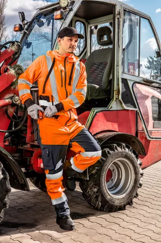 Neo jól láthatósági munkakabát, narancssárga, kapucnival, XXL