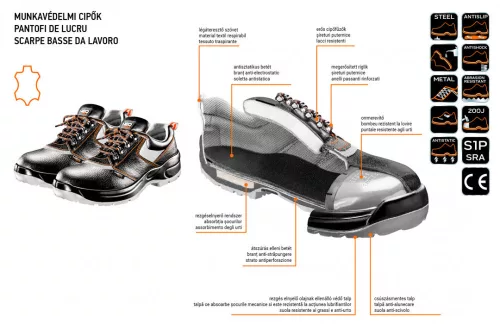Neo munkacipő, bőr 39, S1P SRA