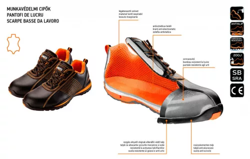Neo munkacipő SB, bőr, acélbetéttel, 43