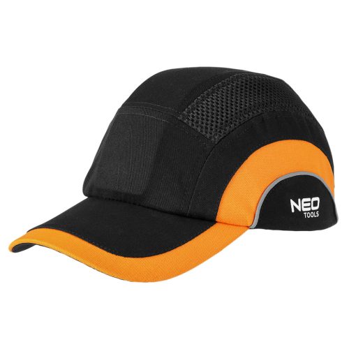 Neo munkavédelmi baseball sapka, merevítettl, fekete és narancssárga