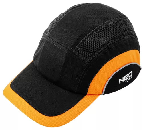 Neo munkavédelmi baseball sapka, merevítettl, fekete és narancssárga
