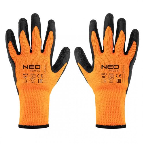 Neo szigetelt munkakesztyű, latex bevonatú poliészter, 10"