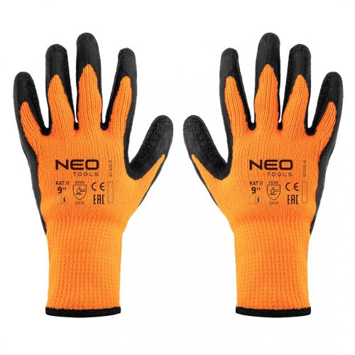 Neo szigetelt munkakesztyű, latex bevonatú poliészter, 9"