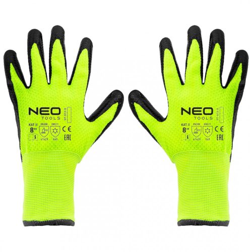 Neo szigetelt munkakesztyű, latex bevonatú nejlon, 8"