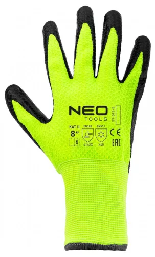 Neo szigetelt munkakesztyű, latex bevonatú nejlon, 9"