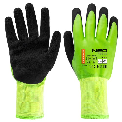 Neo szigetelt munkakesztyű, latex bevonatú poliészter, 3241X, 8