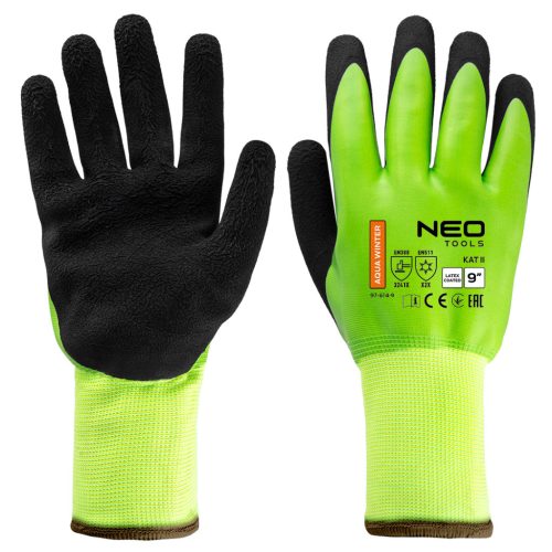 Neo szigetelt munkakesztyű, latex bevonatú poliészter, 3241X, 9