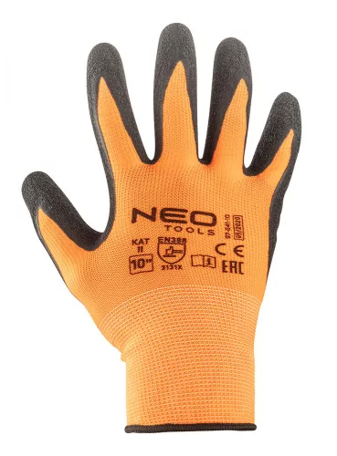 Neo munkakesztyű, latex bevonatú polyester, 8"