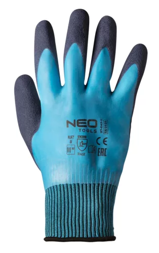 Neo munkakesztyű, latexbevonatú polyester, kék, 11