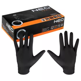 Neo munkakesztyű, perforált nitril, fekete, 100 db, M