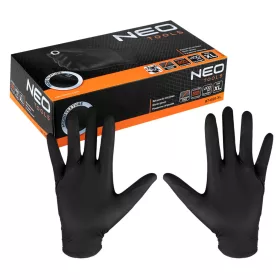 Neo munkakesztyű, perforált nitril, fekete, 100 db, XL
