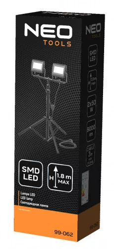 Neo reflektor, állványos 230V/2x50W, 9000lm, max. 1,8m